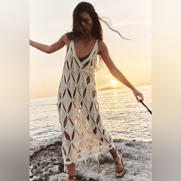 🦋 Bloggers Favorite 🦋 NWT Zara Crochet Slip Dress Size S - Picture 8 of 14